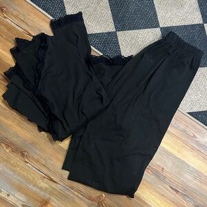 SHEIN Black Lace Trim Sleep Set - Top & Pants